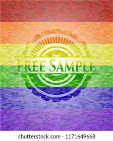 Free Sample on mosaic background with the colors of the LGBT flag