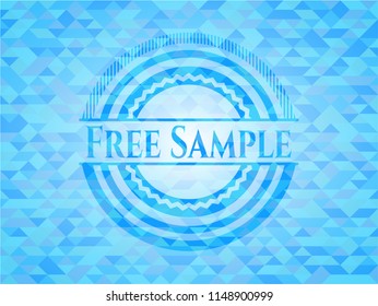 Free Sample sky blue emblem with triangle mosaic background