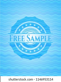 Free Sample sky blue water wave badge background.