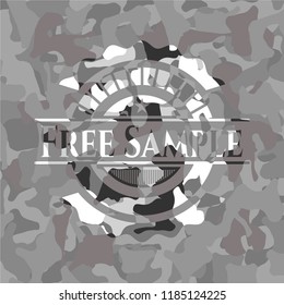Free Sample written on a grey camouflage texture