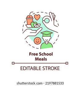 Free School Meals Concept Icon. Increase School Lunch Participation Abstract Idea Thin Line Illustration. State Funding. Isolated Outline Drawing. Editable Stroke. Arial, Myriad Pro-Bold Fonts Used