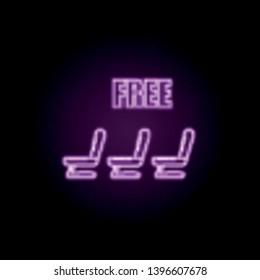 Free seats in the plane neon icon. Elements of airport set. Simple icon for websites, web design, mobile app, info graphics