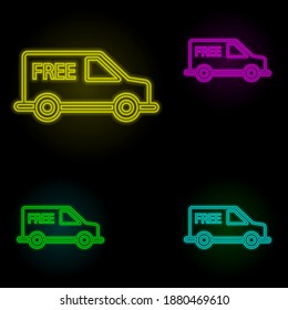 Free sending neon color set icon. Simple thin line, outline vector of global logistics icons for ui and ux, website or mobile application