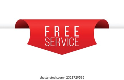 Ilustración de banner vectorial rojo de servicio libre aislada en fondo blanco