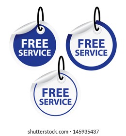 Free service stickers and tags. Vector illustration
