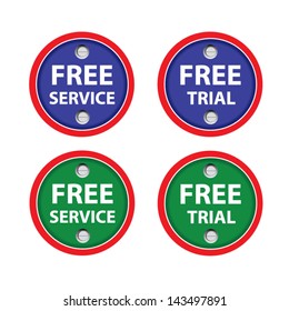 Free service and free trial signs. Vector.