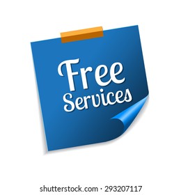 Free Services Blue Sticky Notes Vector Icon Design