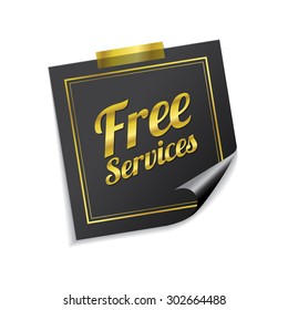 Free Services Golden Sticky Notes Vector Icon Design