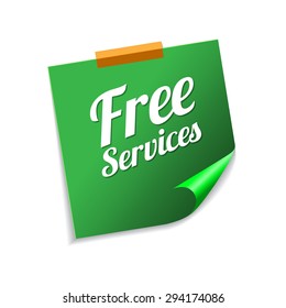 Free Services Green Sticky Notes Vector Icon Design