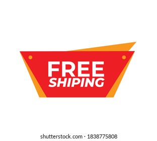 Free Shiping Abstract Red Color Vector Badge, Label