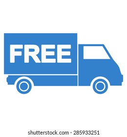 Free shipment icon from Business Bicolor Set. Vector style: flat symbols, cobalt color, rounded angles, white background.