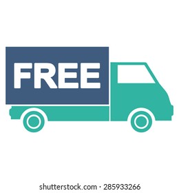 Free shipment icon from Business Bicolor Set. Vector style: flat bicolor symbols, cobalt and cyan colors, rounded angles, white background.