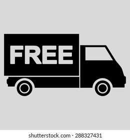 Free shipment icon from Business Bicolor Set. Vector style: flat symbols, black color, rounded angles, light gray background.