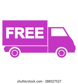 Free shipment icon from Business Bicolor Set. Vector style: flat symbols, violet color, rounded angles, white background.