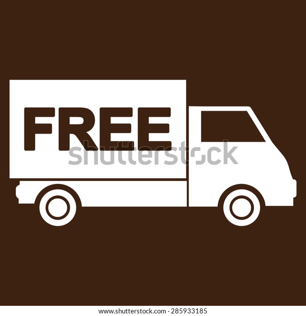 Free shipment icon from Business Bicolor Set.\
Vector style: flat symbols, white color, rounded angles, brown\
background.