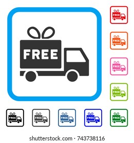Free Shipment icon. Flat gray pictogram symbol in a blue rounded square. Black, gray, green, blue, red, orange color versions of Free Shipment vector. Designed for web and software user interface.