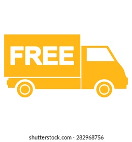Free shipment icon. Style: flat symbol, yellow color, rounded angles, white background.