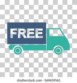 Free Shipment icon. Vector illustration style is flat iconic bicolor symbol, cobalt and cyan colors, transparent background. Designed for web and software interfaces.