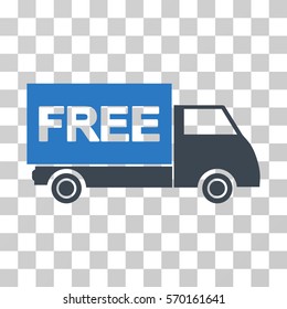 Free Shipment icon. Vector illustration style is flat iconic bicolor symbol, smooth blue colors, transparent background. Designed for web and software interfaces.