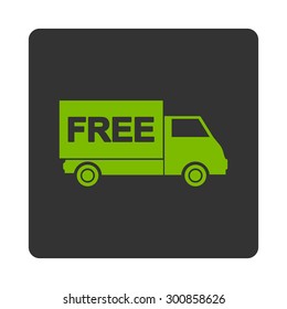 Free shipment icon. Vector style is eco green and gray colors, flat rounded square button on a white background.