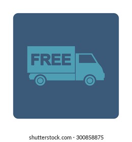 Free shipment icon. Vector style is cyan and blue colors, flat rounded square button on a white background.