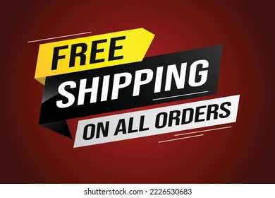 Envío gratuito de todos los pedidos. Plantilla de diseño de pancartas para marketing. Promoción de ofertas especiales o venta al por menor. banner de fondo diseño gráfico moderno para tienda, tienda en línea, sitio web, página de inicio