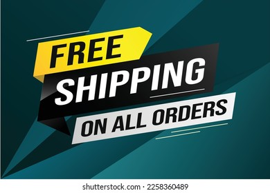 Kostenloser Versand aller Bestellungen Tag. Bannerdesign-Vorlage für Marketing. Sonderangebotswerbung oder Einzelhandel. Hintergrundbanner, modernes Grafikdesign für Shop, Online-Shop, Website, Landing-Page