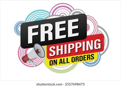 Free shipping all orders tag. Banner design template for marketing. Special offer promotion or retail. background banner modern graphic design for store shop, online store, website, landing page  