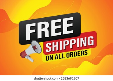 Free shipping all orders tag. Banner design template for marketing. Special offer promotion or retail. background banner modern graphic design for store shop, online store, website, landing page  