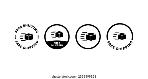 Free shipping badge. Free delivery label. Shipping service stamp. Quick delivery vector illustration isolated.