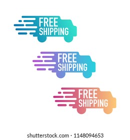 Free shipping. Badge with truck icon. Vector stock illustration.