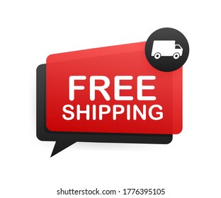 Free shipping. Badge with truck. Vector stock illustrtaion.