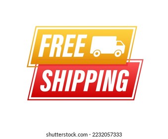 Free shipping. Badge with truck. Vector stock illustrtaion.