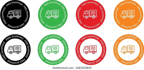 Kostenloser Versand Badge Vektor Design Set mit Lieferung LKW-Symbol