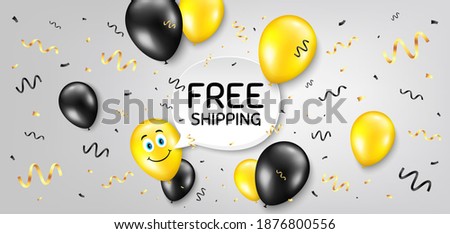 Free shipping. Balloon confetti vector background. Delivery included sign. Special offer symbol. Smile balloon background. Free shipping message. Celebrate birthday banner. Vector