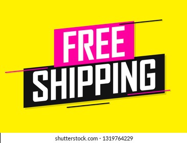 Free Shipping, banner design template, sale tag, vector illustration