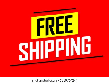 Free Shipping, banner design template, sale tag, vector illustration