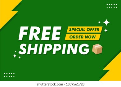Free Shipping Banner - Vector Flat Design Illustration : Suitable for Business Theme, Shopping Theme, Promotion Theme, Advertising Theme, Infographics and Other Graphic Related Assets.