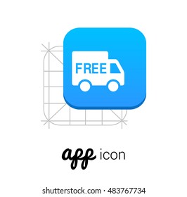 Free Shipping Blue Mobile App UI/UX Button Corporate Logo / Icon Design