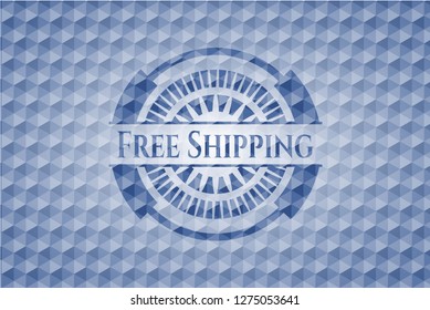 Free Shipping blue polygonal badge.
