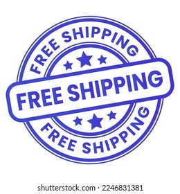 Free Shipping blue stamp sticker with Stars vector illustration