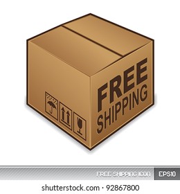 Free Shipping box icon isolated on white background
