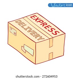 Free shipping box icon. Vector illustration