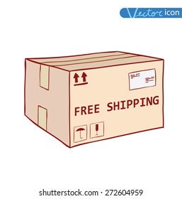 Free shipping box icon. Vector illustration