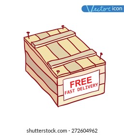 Free shipping box icon. Vector illustration