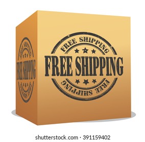 free shipping box on a white, vector illustration