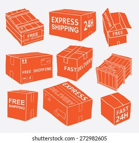 Free shipping box set. Vector illustration