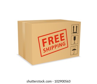 Free Shipping Box. Vector Illustration