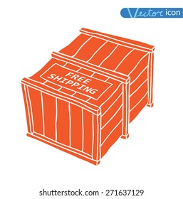 Free shipping box. Vector illustration