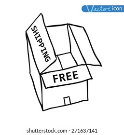 Free shipping box. Vector illustration